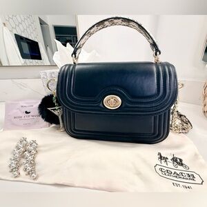 Coach BUNDLE! Black and Gold Quilted Bag & Dust Bag Bundle